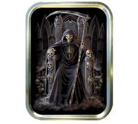 GRIM REAPERS THRONE GOLD 2oz TOBACCO TIN,PILL BOX, STASH CAN,SEWING TIN
