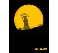 Grim The Reaper Notebook: Halloween, Moon, Scary, Journal, Composition Book, 130 pages, Lined, 8.5x11"
