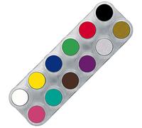 GRIMAS Palette, 12 x 2.5 ml Children's Make-Up / Carnival Make-Up on Water-Based, Multicoloured Item Form Palette