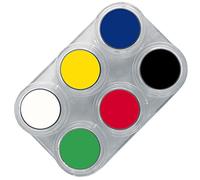 Grimas Professional Make-Up Palette Water Make-Up, Matte Basic Colours, 6 x 2.5 ml, High-Quality Children's Make-Up, Water-Based Carnival Make-Up