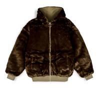 Grimey Lost Boys Reversible Fur Bomber Jacket Brown 3XL Men,Women