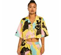 Grimey Trespass All Over Print Short Sleeve Shirt Yellow M Woman
