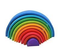 Grimms Wooden Toys Stacker Building Blocks Semicircle Stacking Toy Educational Puzzle for Toddlers Kids Early Learning Pine Wood Colorful Arch Design 10 Pieces