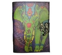 Grimoire Journal & Notebook - Leather Blank Spell Book for Witchcraft, Witch Grimoire Book of Shadows, Eco-Friendly Recycled Paper, 17 x 12 cm (Elephant)