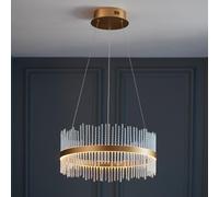 grimsby led clear glass rods ceiling pendant light in gold