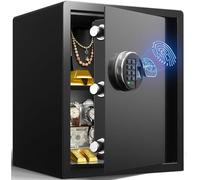 Grimtron Fingerprint Safe - (1.71 cu. ft.) Biometric Box with Silent Mode, Backlit Keypad and LED Light, Smart Jewelry Safe, Caja Fuerte with Anti-Rust and Anti-Theft