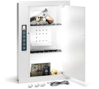 Grimtron Quick Access White Wall Safe with Removable Pegboard & Shelfs, Flat Hidden In Wall Safes Between the Studs 16" Centers, Wall Mount Safe for Cash, Valuables, Document