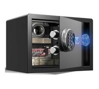 Grimtron Smart Biometric Safe - (0.80 cu. ft.) Fingerprint Lock Box with Silent Mode, Backlit Keypad and LED Light, Small Caja Fuerte with Anti-Rust and Anti-Theft