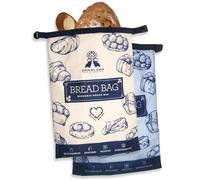 GRIN BY GRIN - 2 Pack Extra Large Reusable Bread Storage Bags with Zipper, Freezer Container for Homemade Loaf and Fresh Keeping