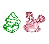 GRINCH AND CINDY LOU WHO THEMED FACES CHRISTMAS MOVIE SET OF 2 COOKIE CUTTERS MADE IN USA PR1627