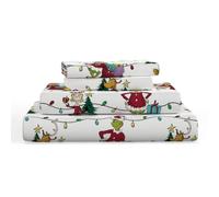 Grinch by Dr. Seuss Holiday & Christmas Bedding Super Soft 100% Cotton Flannel Sheet Set, Full, (Officially Licesend Product) by Franco