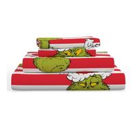 Grinch by Dr. Seuss Holiday & Christmas Bedding Super Soft 100% Cotton Flannel Sheet Set, Queen, (Officially Licensed Product) by Franco