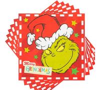 Grinch Christmas 12 Pack 33cm Napkins Disposable Party Tableware, 3ply Napkins (Red)