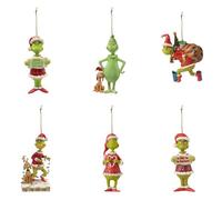 Grinch Christmas Decorations Christmas Hanging Ornaments, Funny Acrylic Ornaments for Home Decor Holiday Party Backpack Car Hanging Accessories, 6 PCS