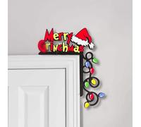 Grinch Christmas Door Frame Decoration, Merry Grinchmas Christmas Door Corner Decor Grinch Wooden Sign Ornaments, Rustic Farmhouse Christmas Decor Door Sitter for Windows TV Cabinet PC Mirror Mantel