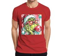 Grinch Christmas Santa Hat Sunglasses Bubble Gum Pop Art Kpop Men's T-Shirt, red, 3XL