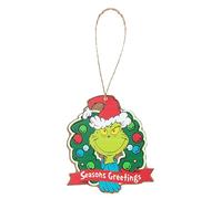 Grinch Christmas Tree Decorations 8cm Wooden Hanging Ornament (Seasons Greetings)