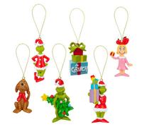 VFM e-Store - Grinch Christmas Tree Hanging 3D Decoration Festive Partyware Dr Seuss Xmas Theme - 6.5cm X 4cm Variety X 6 Pack
