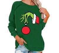 Grinch Costume Women's Christmas Grinches Sweatshirt, Creative Christmas Pullover, Long Sleeve Women's Sweatshirt, Christmas Hoodie, Novelty Women's Crew Neck, Casual Autumn Pullover, Fashion, Loose,
