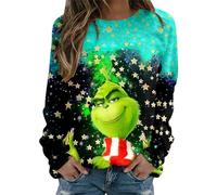 Grinch Costume Women's Christmas Grinches Sweatshirt, Creative Christmas Pullover, Long Sleeve Women's Sweatshirt, Christmas Hoodie, Novelty Women's Crew Neck, Casual Autumn Pullover, Fashion, Loose