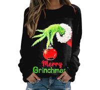 Grinch Costume Women's Christmas Grinches Sweatshirt, Creative Christmas Pullover, Long Sleeve Women's Sweatshirt, Christmas Hoodie, Novelty Women's Crew Neck, Casual Autumn Pullover, Fashion, Loose,