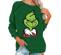 Grinch Costume Women's Christmas Grinches Sweatshirt, Creative Christmas Pullover, Long Sleeve Women's Sweatshirt, Christmas Hoodie, Novelty Women's Crew Neck, Casual Autumn Pullover, Fashion, Loose,