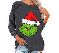 Grinch Costume Women's Christmas Grinches Sweatshirt, Creative Christmas Pullover, Long Sleeve Women's Sweatshirt, Christmas Hoodie, Novelty Women's Crew Neck, Casual Autumn Pullover, Fashion, Loose,