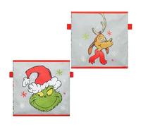Grinch Dr. Seuss Storage Cubes for Kids,2 Pack Collapsible Fabric Bins with Handles, Holiday Organizer Boxes for Bedroom, Playroom & Nursery, Festive Christmas Storage Baskets