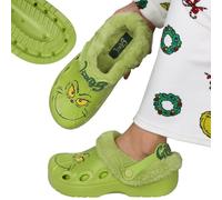 Grinch Green INSULATED slippers, CHRISTMAS clogs with fur for adults, WARM for w