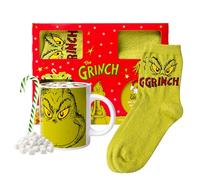 Grinch Hot Chocolate Gift Set - Featuring Grinch Mug for Kids or Adults, Includes Hot Chocolate Mix, Mini Marshmallows, Ceramic Mug and Fluffy Socks, Gifts for Boys & Girls, Christmas