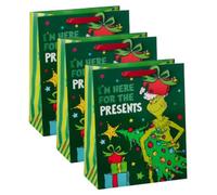 Grinch Large Christtmas Gift Bag - Green - Pack of 3 - Spread Christmas Cheer and Festive Delight - Stash Your Holiday Surprises and Watch Loved Ones Unwrap the Magic