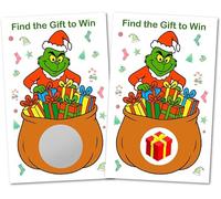 Grinch Party Game Scratch Off, Merry Christmas, Find The Gift Box to Win, Easy to Play Silly Games, Fun Idea, Ice Breaker Activity. Raffle Cards, Set of 40 Cards Made in USA