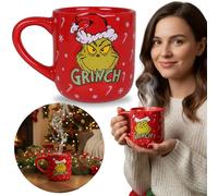 Grinch Rot, WEIHNACHTSBECHER mit Henkel, KERAMIK, groß 380 ml