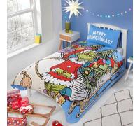 Grinch Sleigh Shaped Blue Christmas Duvet Cover Set Single Bedding Set Grinch Blue Single
