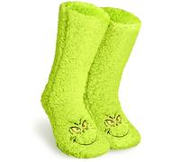 Grinch Slipper Socks for Women Men Teens, Soft Fluffy Warm Winter Bed Socks, Non Slip Funny Festive Stocking Filler Xmas Secret Santa Gifts