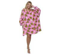 Grinch Stole Christmas Womens Oversized Plush Hoodie Wearable Blanket Dr Seuss, Pink, S-M