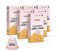 Grind Caramel Coffee Pods - Pack of 60 Biodegradable Capsules - 100% Arabica - Nespresso® Original Compatible - Home Compostable - Barista Quality and Specialty Grade - Medium Roast