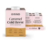 Grind Caramel Cold Brew Coffee Concentrate - Pack of 4 - Espresso Strength - Double Shot - Iced Coffee - Cocktail Mix for Espresso Martini - Specialty Grade - Barista Quality - Low Sugar