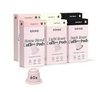 Grind Coffee Variety Pack - Pack of 60 Biodegradable Pods - House, Dark & Light Blend - 100% Arabica - Nespresso® Original Machine Compatible - Home Compostable Capsules - Gift Set - 3 Roast Levels
