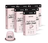 Grind Dark Coffee Pods - Pack of 60 Biodegradable Capsules - 100% Arabica - Nespresso® Original Compatible Capsules - Home Compostable - Barista Quality and Specialty Grade - Dark Roast