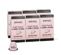 Grind Dark Coffee Pods - Pack of 60 Biodegradable Capsules - Arabica and Robusta - Nespresso® Original Compatible Capsules - Home Compostable - Barista Quality and Specialty Grade - Dark Roast
