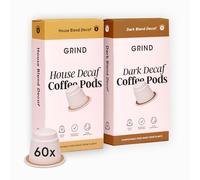 Grind Decaf Variety Pack - Pack of 60 Biodegradable Pods - House & Dark Decaf Blend - 100% Arabica - Nespresso® Original Compatible - Home Compostable Capsules - Barista Quality - Gift Set
