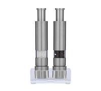 Grind Gourmet Original Pump & Grind Stainless Steel Salt and Pepper Mills, salt and pepper grinders available in stainless, red and black sets with Free Salt and Pepper packets and Stands.