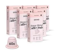 Grind House Blend Coffee Pods - Pack of 60 Biodegradable Capsules - 100% Arabica - Nespresso® Original Compatible - Home Compostable - Barista Quality and Specialty Grade - Medium Roast