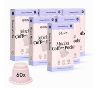 Grind Mocha Coffee Pods - Pack of 60 Biodegradable Capsules - 100% Arabica - Nespresso® Original Compatible - Home Compostable - Barista Quality and Specialty Grade - Medium Roast