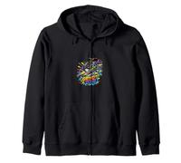 Grind Zone BMX Bike Street Trick Action Graphic Zip Hoodie