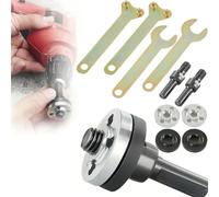 Grinder Flange Angle Wrench Spanner with Metal Lock Nut and Connecting Rod Shank Mandrel Arbor Adapter Repair Kit Tool,Conversion Angle Grinding Adapter Connecting Rod Kit for Electric Drill Grinders