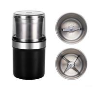 Grinder High-Power Electric with Large Stainless Steel Cup, Easy Clean Design for Coffee Beans and Nuts, Compact Storage, Safe Dual-Lid Mechanism(Double Cup UK Standard)