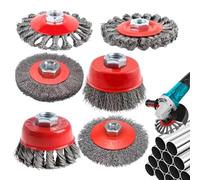 Grinder Wire Wheel Brush - 6-pieces Knotted Wire Wheel Brush - M14 Angle Grinder Polishing Attachment for Metalworking Weld Cleaning Rust Removal Woodworking Industrial Maintenance