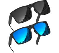 grinderPUNCH 2 Pack Mens Oversized Sunglasses XL Big Head Fit, Extra Wide Frame Sunglasses for Men, XXL Large Wide Shades (1 Black Frame/Black Polarized Lens, 1 Glossy Frame/Blue Lens)
